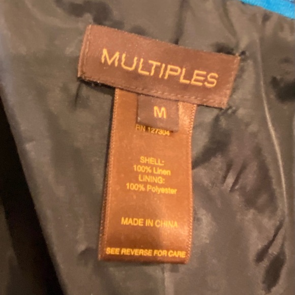 Fuchsia, blue, white and black linen jacket size M - Picture 4 of 4